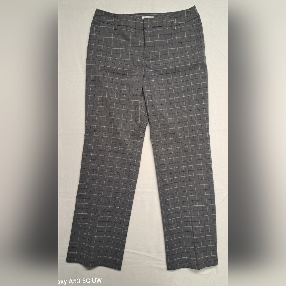 Charter Club 10 Checked Plaid Grey Dress Pants Trousers Zipper Fly Clip Closure